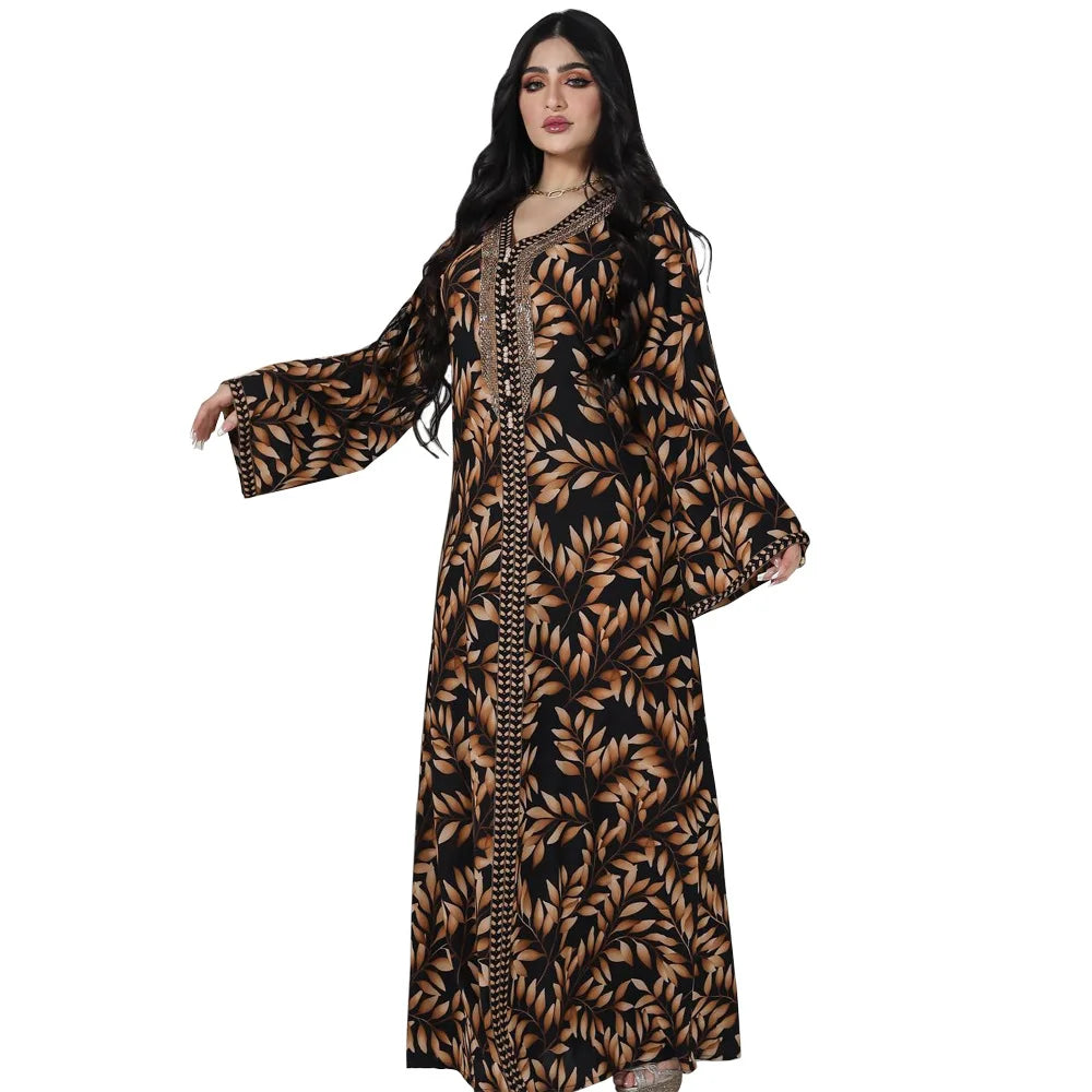 Floral Print Muslim Dress for Women