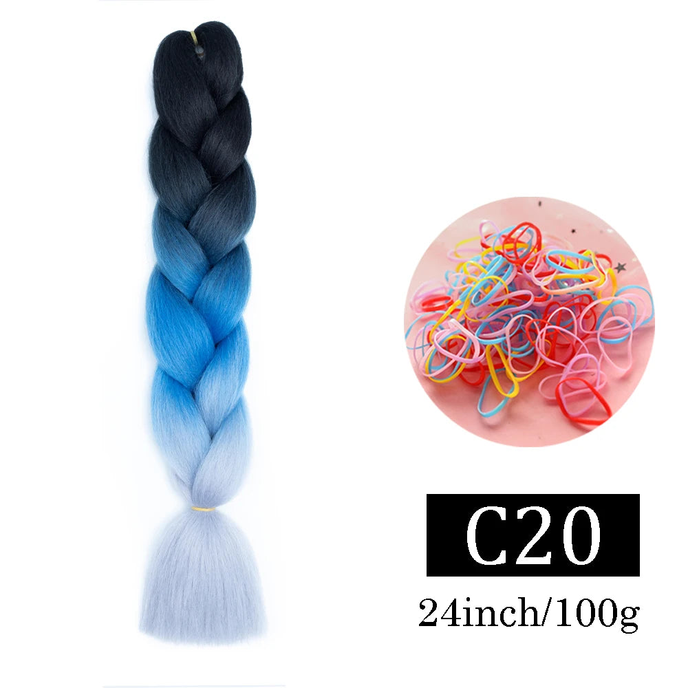 24 Inch Jumbo Braids Extensions Synthetic Braiding Hair Afro Ombre Color kanekalon Hair for Children Braid