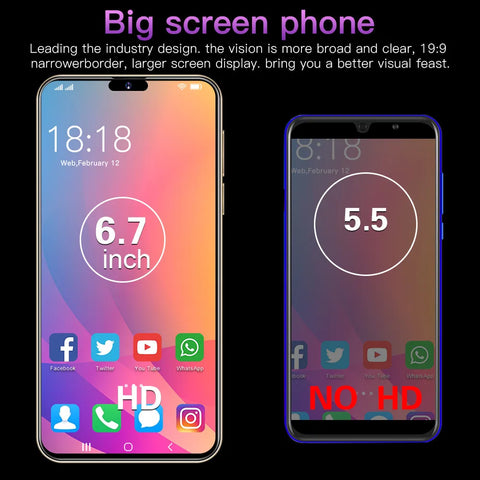 Brand New Original 16GB+1TB For Smartphone 6.8 inch XS15 Pro Full Screen 4G 5G Cell Phone 6800mAh Mobile Phones Global Version﻿