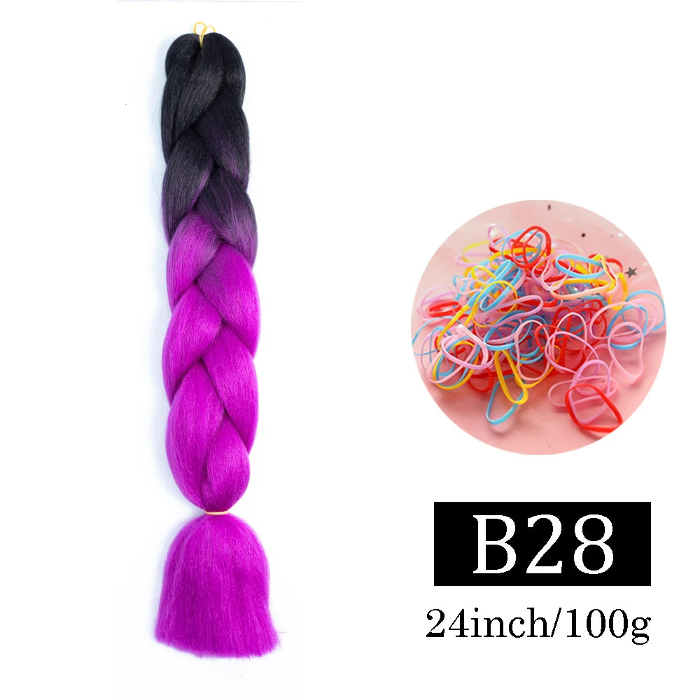 24 Inch Jumbo Braids Extensions Synthetic Braiding Hair Afro Ombre Color kanekalon Hair for Children Braid