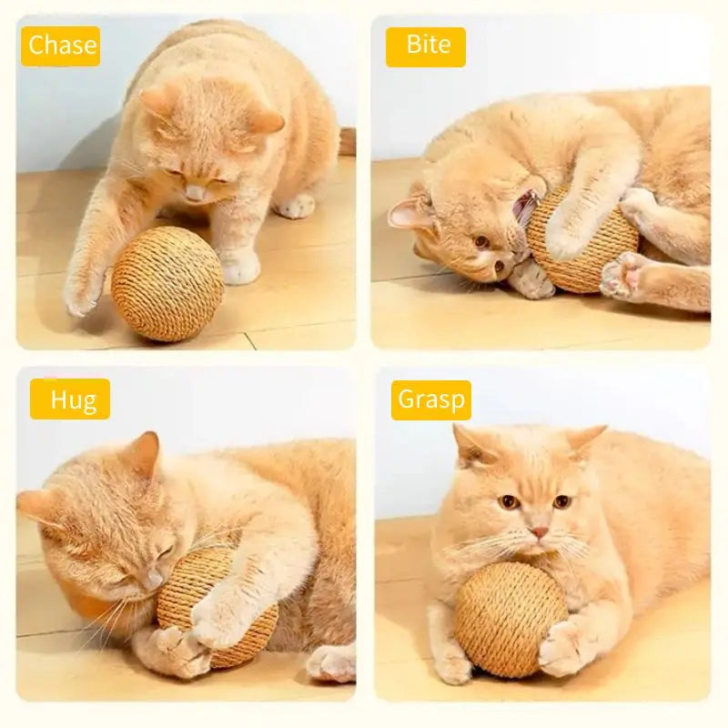 Large Cat Toys Interactive Scratch Chew Ball Handmade Weave Kitty Fun Cat Toy Ball Cat Scratcher Bite Ball Toy Pet Products