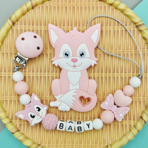 Customized English Russian acrylic letter name Baby Silicone  Pacifier Clips Chains Teether Pendants Baby Pacifier Kawaii Gifts