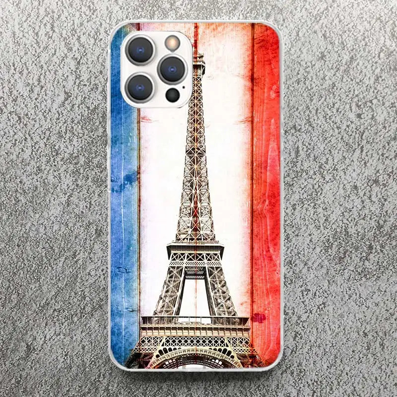 France Flag Print Soft Case for iPhone 11 13 14 Pro Max 15 Art 12 Mini Phone Shell XS XR X SE 7 Plus 8 Pattern Cover