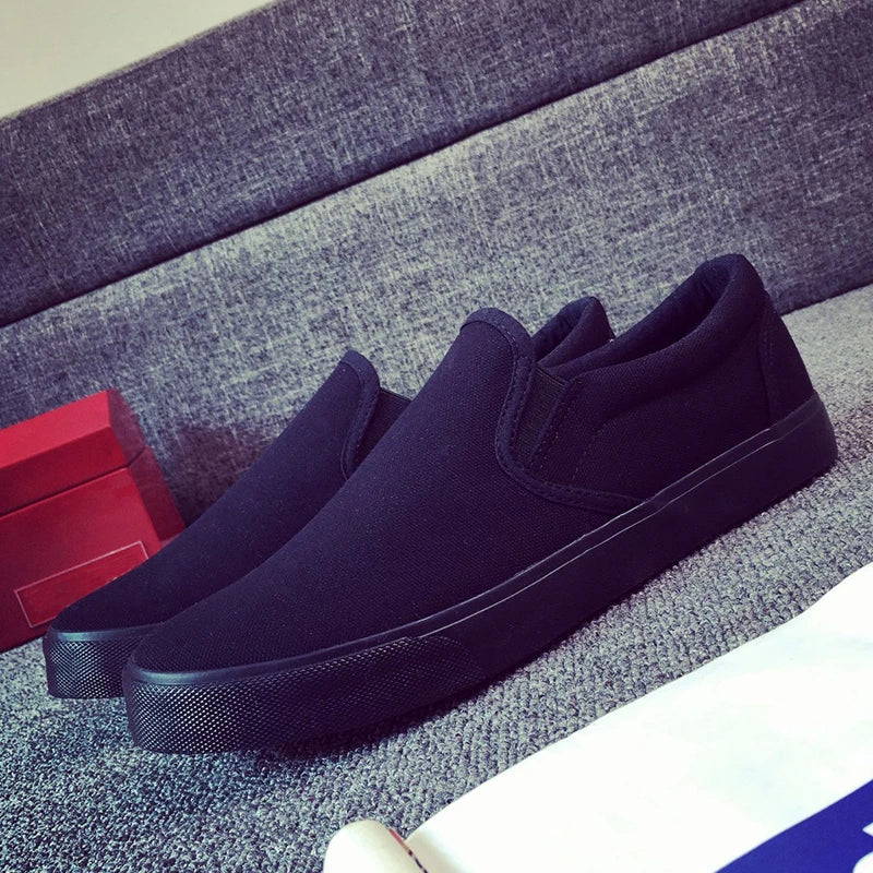 Spring Summer Canvas Shoes Men Loafers Street Style Black Shoes