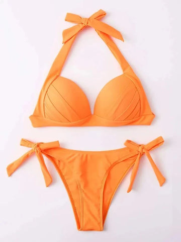 Women High Waist Swimsuit Halter Swimwear Female Bikini Set