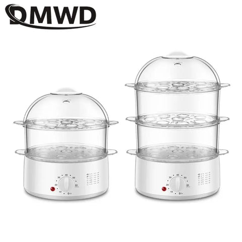 2L Mini Household Electric Food Steamer with Timer Knob control Auto Shut-off Visualization Food Warmer 3 layers Egg Boiler