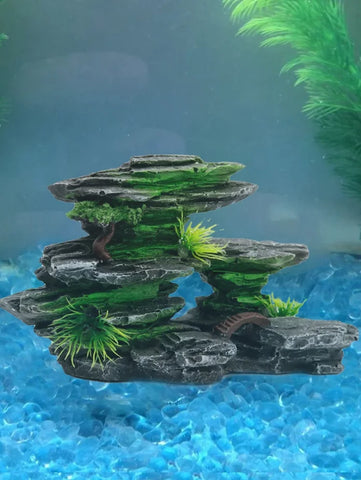 Fish Tank Landscaping Creative Rockery Fish Tank Turtle Ornaments Decoration Resin Rockery Aquarium Shelter Cave Crafts Ornament