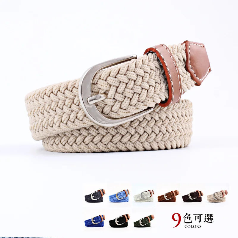 Canvas Elastic Jeans Belts Young Student Woven Canvas Thin Waistband