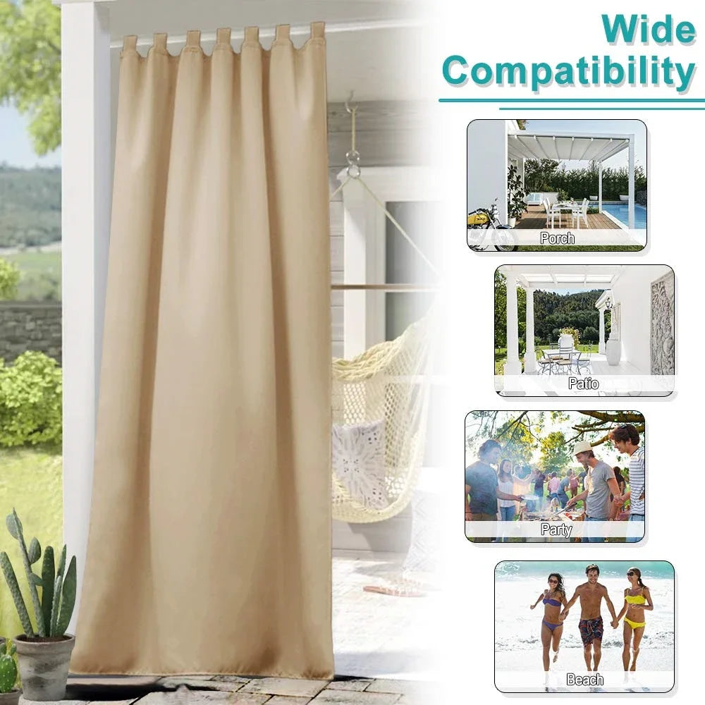 RYB HOME Outdoor Windows Blackout Waterproof Grommet Top Fashion Design Curtain Drape for Outdoor Yard&Patio&Garden&Beach