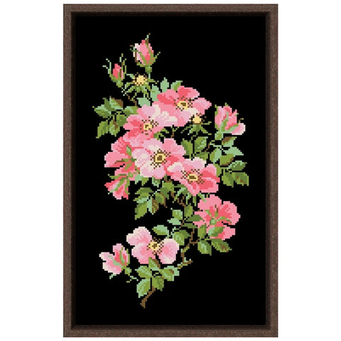 Little rose cross embroidery kit flower pattern design 18ct 14ct black canvas Cross-stitch DIY needlework