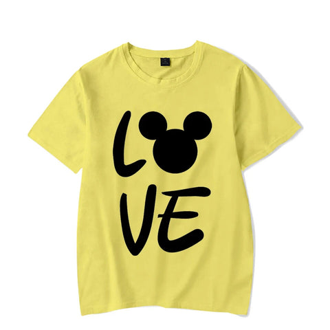 Couple Matching Outfits T-shirt LOVE Cute Cartoon Mouse Printing Unisex T-shirts Casual Short Sleeves Honeymoon Travel Tee Shirt