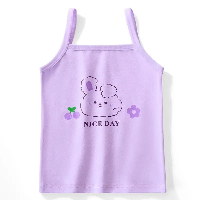 3Pc/Lot Kids Girls Cotton T-Shirt Children  Cartoon Tops Underwear Sports Bra Vest 1-8Years