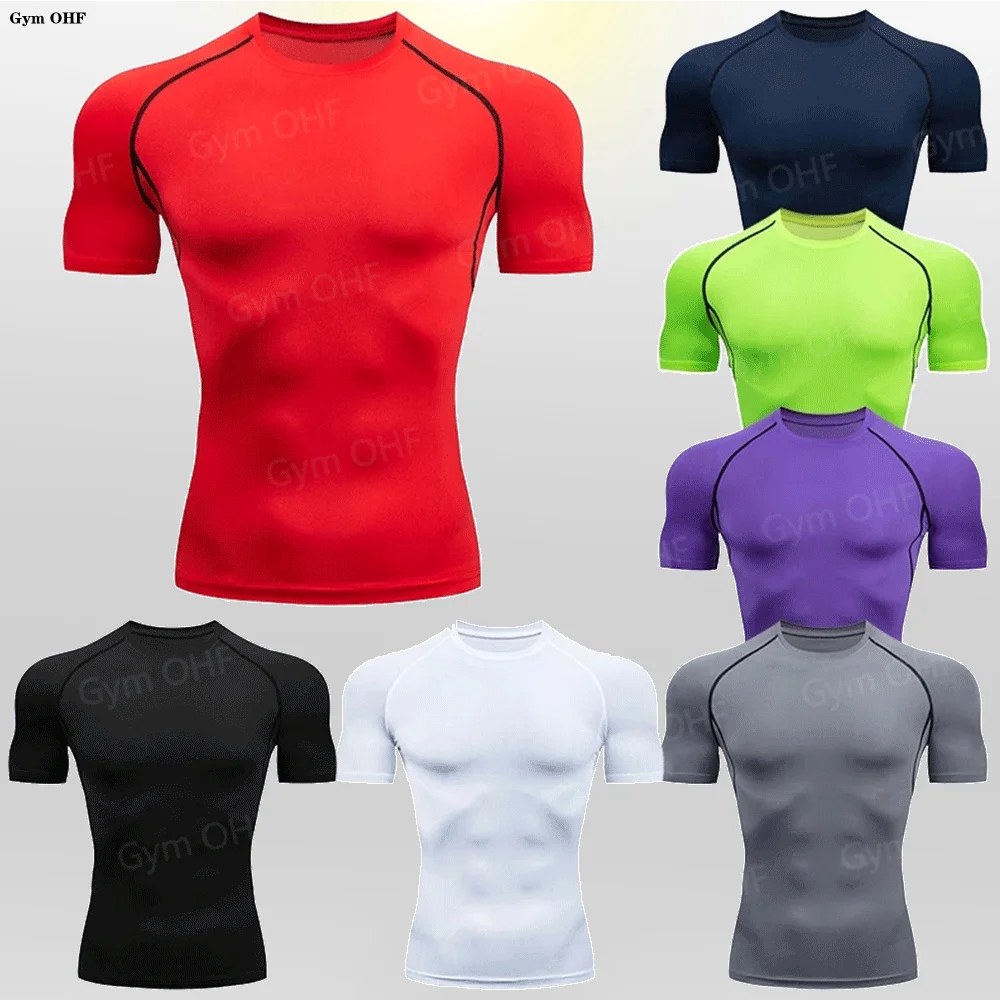 Gym T-shirt Men Rashguard Boxing Breathable T-shirts Long Sleeve Muay Thai Sportswear Bjj Muscle Compression Fitness Tights Tops