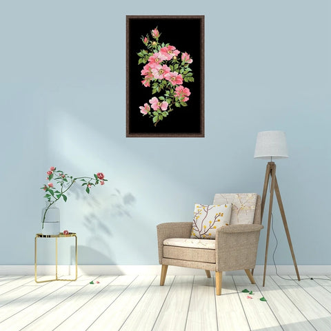 Little rose cross embroidery kit flower pattern design 18ct 14ct black canvas Cross-stitch DIY needlework