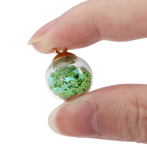 10Pcs Charms Star Sequins Transparent Glass Ball