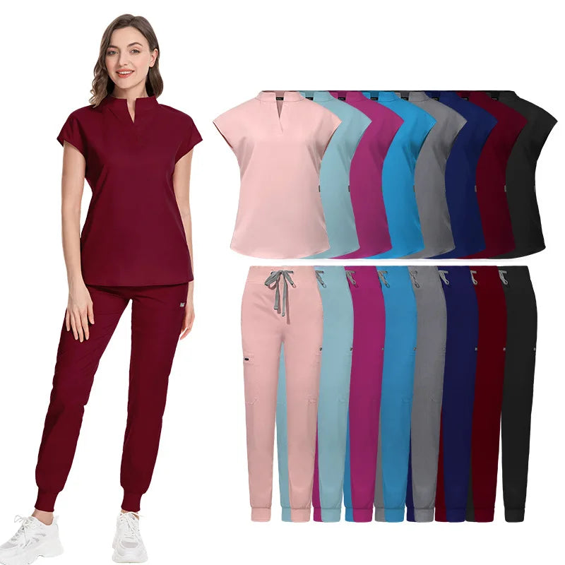 Dentistry Doctor Lab Spa Uniform Surgical Scrub Uniform for Woman Pharmacy Pet Hospital Set Slim Fitting Elasticity Nurse Scrubs