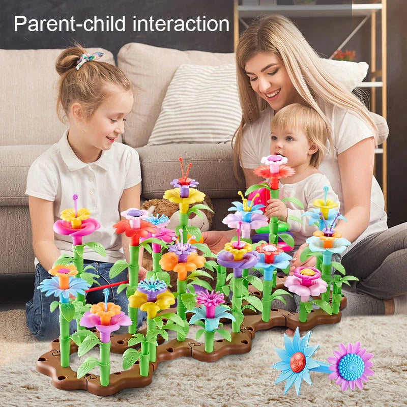 54-224pcs Flower Garden Architecture Set Building Toys DIY Construction Block Plant Creative Educational Stacking Games Toys