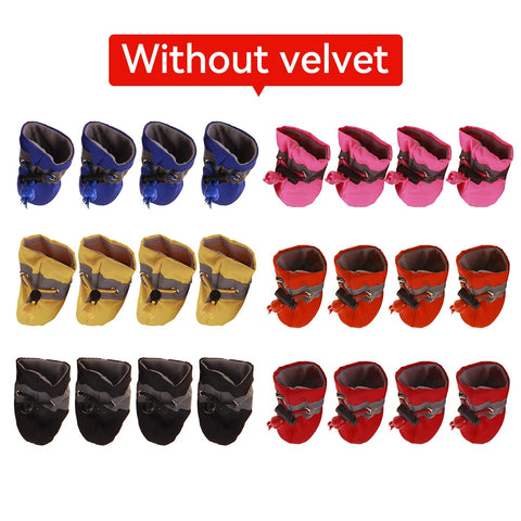 4pcs Antiskid Puppy Shoes Waterproof Winter Pet Dog Anti-slip Rain Snow Boots Footwear Thick Warm for Prewalkers Socks Booties