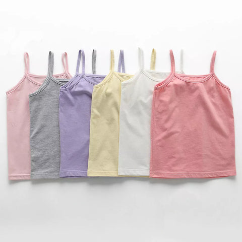 Summer Girls String Strappy Tops Tshirt Baby Children Women Cotton Camisole T-shirt Kids Sleeveless Vest Cotton Tank Top 2024