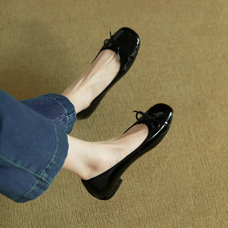 Women Retro Gentle Bowknot Flat Shoes Korean Fashion