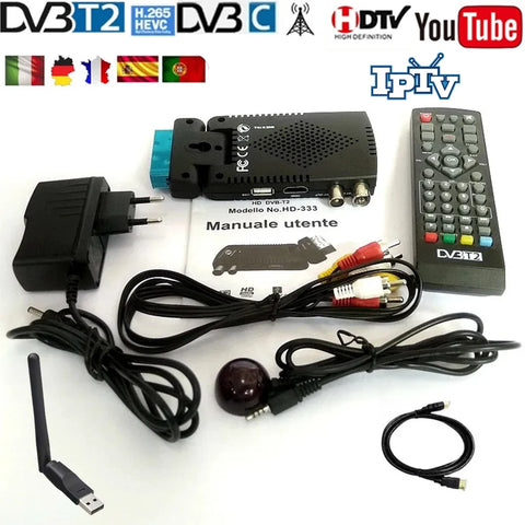 Europe DVB-T2 TV Tuner HD Digital H.265 DVB T2 TDT Terrestrial TV Receiver Support Wifi EPG PVR for Italy/Germany/France/Spain