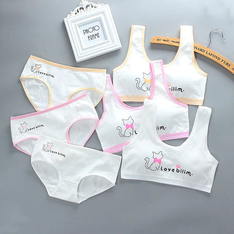 Teen Girls Bra Set Pure Cotton Puberty Underwear Vest Teenage Children's Bra Cotton Summer M6009 M6006TZ