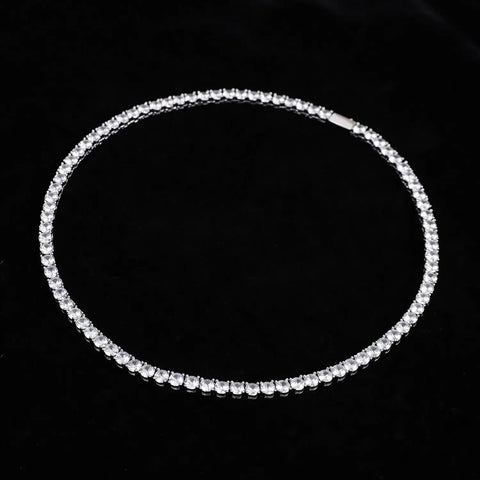 925 Sterling Silver Necklace Zircon Chain Necklace Women Fashion Simple Engagement Wedding Charm Jewelry 4mm 45cm