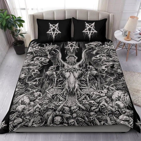 Skull Skeleton Satanic Goat Skull Duvet Cover Set