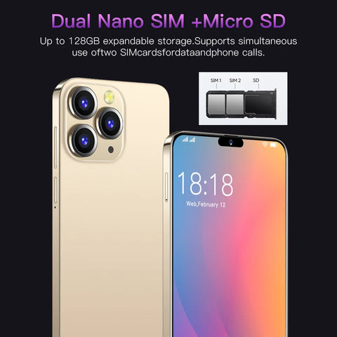 Brand New Original 16GB+1TB For Smartphone 6.8 inch XS15 Pro Full Screen 4G 5G Cell Phone 6800mAh Mobile Phones Global Version﻿