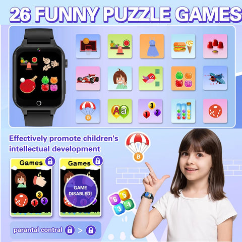 Kids Game Smart Watches Girls Boys With 26 Touch Screen  Camera Pedometer Video MP3 Alarm Digital Watch Birthday Gift Smartwatch