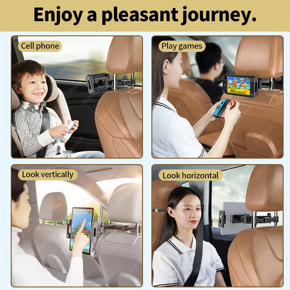 Car Headrest Tablet Holder Retractable Extension Arm Back Seat Travel Tablet Car Mount For 4.7-12.9 inch iPad Stabd Phone Holder