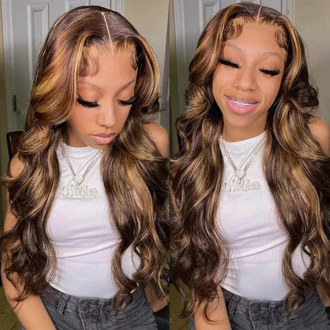 Human Hair Lace Frontal Wigs 250 Density Colored Ombre