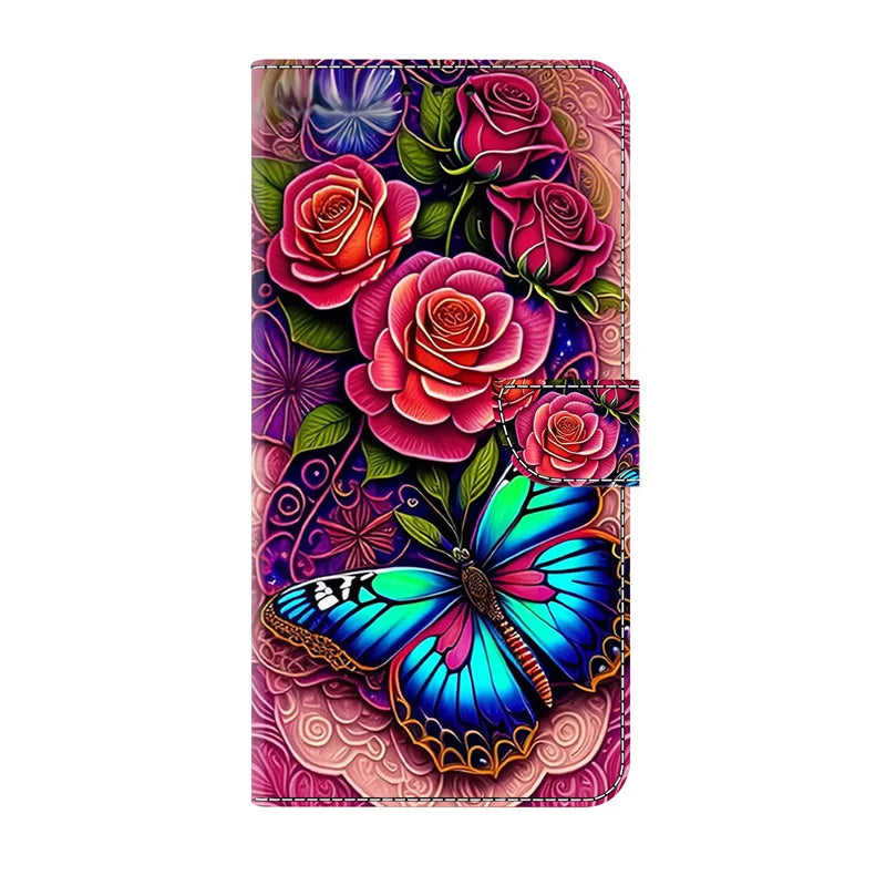 Flower pattern Magnetic Flip Leather Wallet Case For Xiaomi Redmi 13C Note 13 12 11 11S 10 10S 10T 9 9S 8 8T 7S 6 Pro Plus 4G/5G