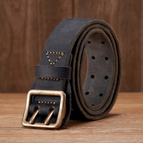 Thick Cowskin Genuine Leather Belt Brass Copper