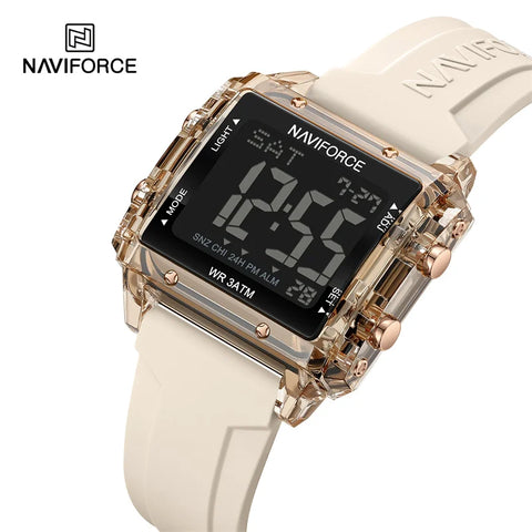 NAVIFORCE Women Sport Digital Watch Fashion Waterproof Silicone Electronic Wristwatch Square LED Luminous Clock Relogio Feminino