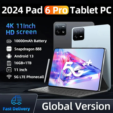 2024 Original Global Version Tablets Android 13 Pad 6 Pro Snapdragon 888 Tablet PC 16GB+1TB And 5G Dual SIM Card HD 4K Mi Tab