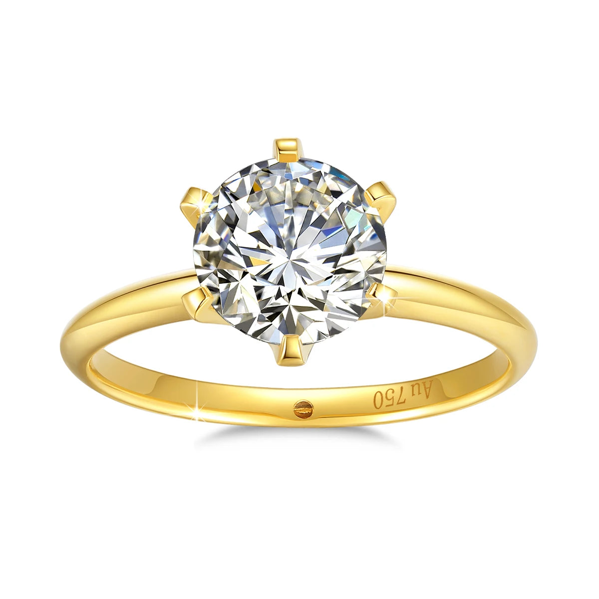 High Quality 100% Pure 18k Gold Moissanite Ring Certified 1ct Round Luxury Brands Engagement K Gold Jewelry For Women Wholesale