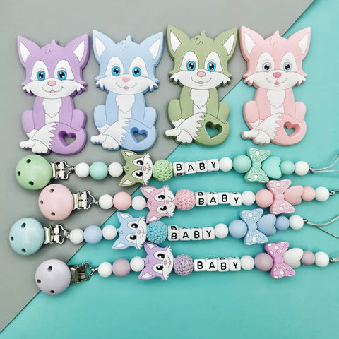 Customized English Russian acrylic letter name Baby Silicone  Pacifier Clips Chains Teether Pendants Baby Pacifier Kawaii Gifts