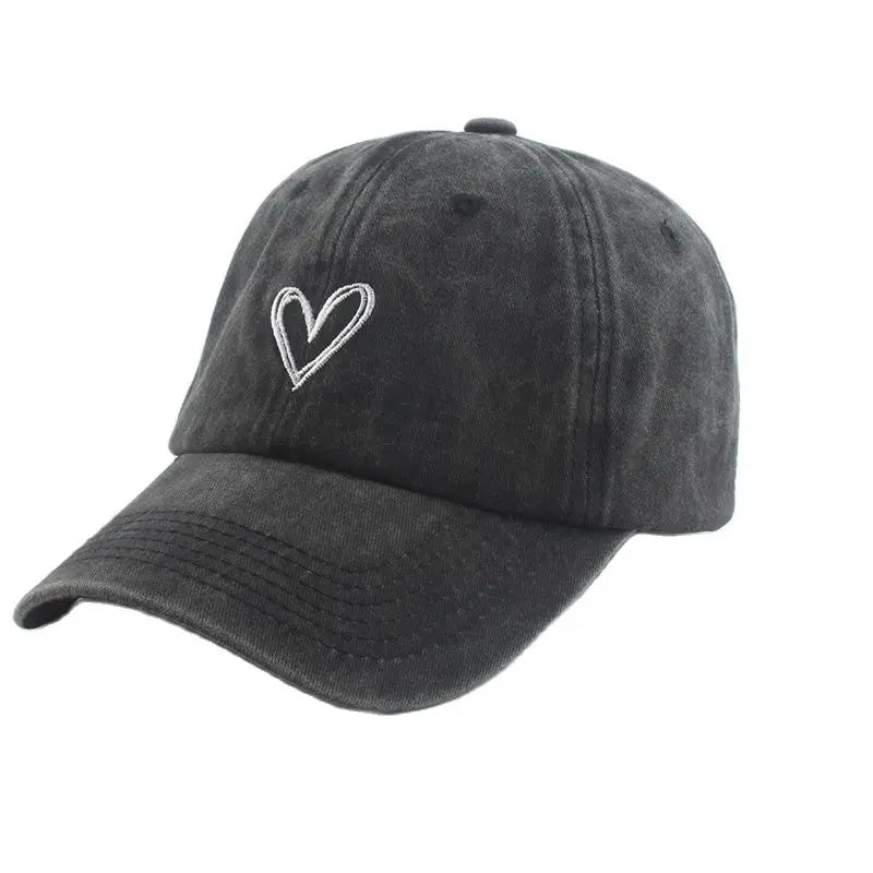 Love Heart Embroidery Fashion Outdoor Caps For Women