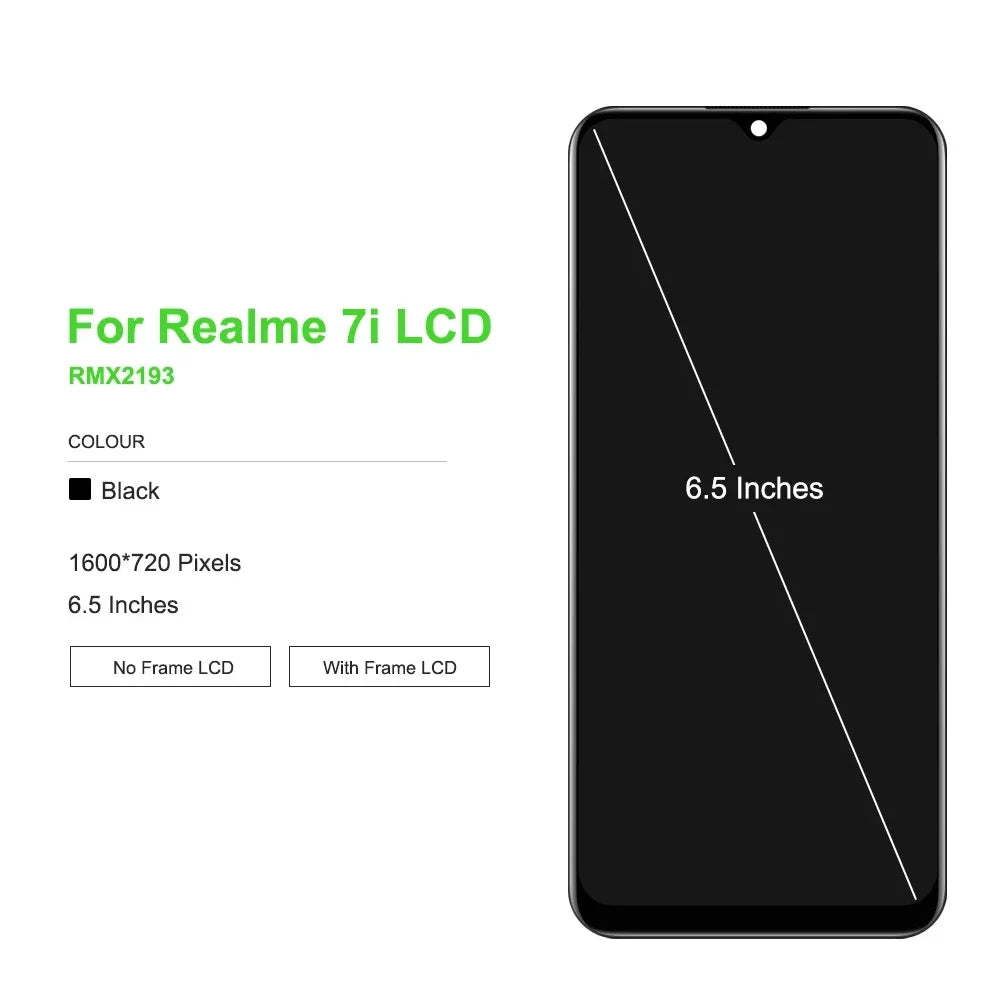 6.5" LCD Display For Realme 7i Global Touch Screen with Digitizer Assembly For Realme7i Helio G85 RMX2193 Screen Repair