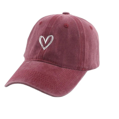 Love Heart Embroidery Fashion Outdoor Caps For Women