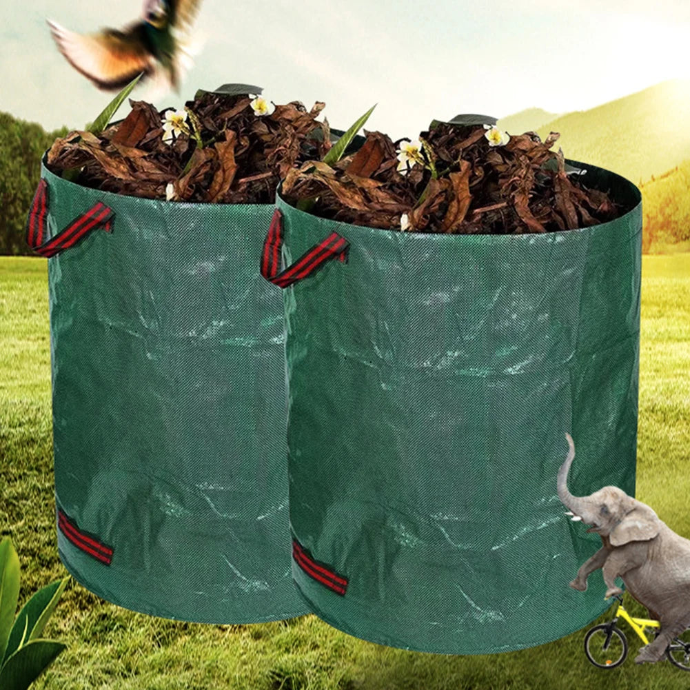 60L-500L Reusable Garden Bag Large Capacity Leaf Sack Light Trash Can Foldable Garden Garbage Waste Container Storage Bag