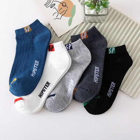 5 Pairs Mens Letters SP Short Socks Spring And Summer