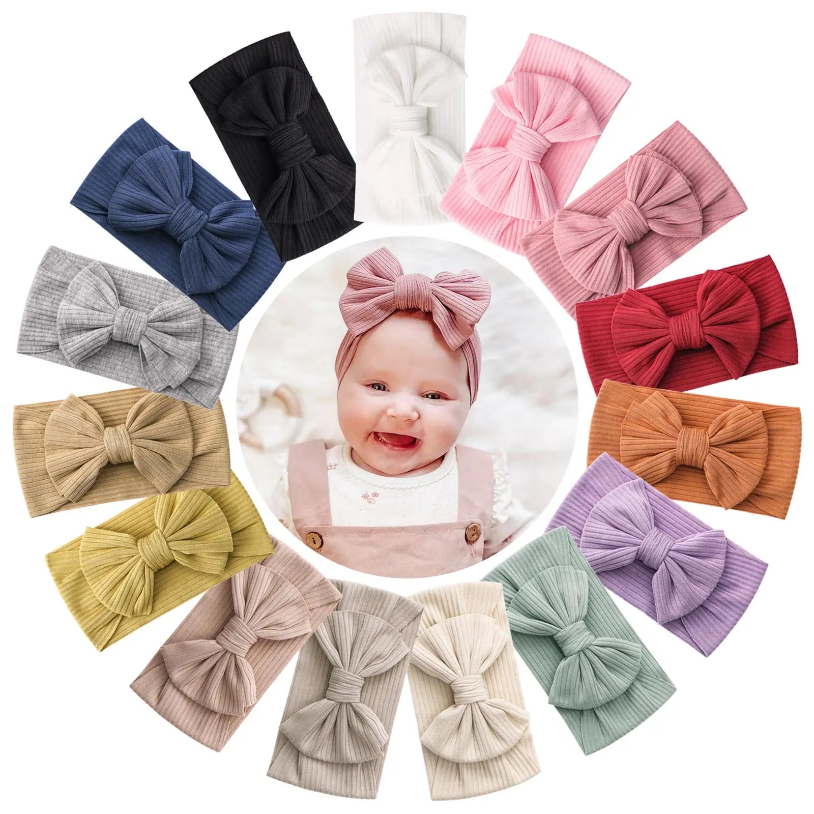 Fashion Soft Knit Headbands Bow Elastic Newborn Hairbands Baby Girl Children Turban Infant Kids Hair Accessories Gift Wholesale