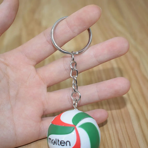 PVC Volleyball Key Chain Creative Cartoon Beach Ball Sports Keychain Mini Ball Souvenir Release Toy Boyfriend Gift Accessory