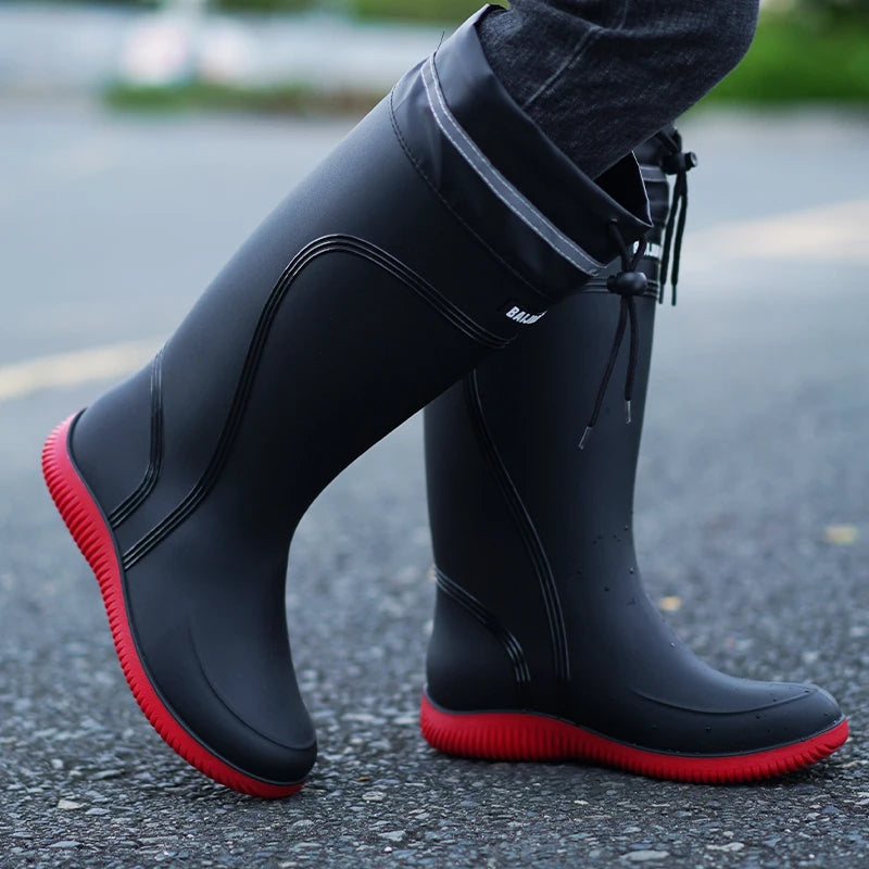 Waterproof Short and Mid.Calf Length Non-Slip Drawstring Rubber Boots