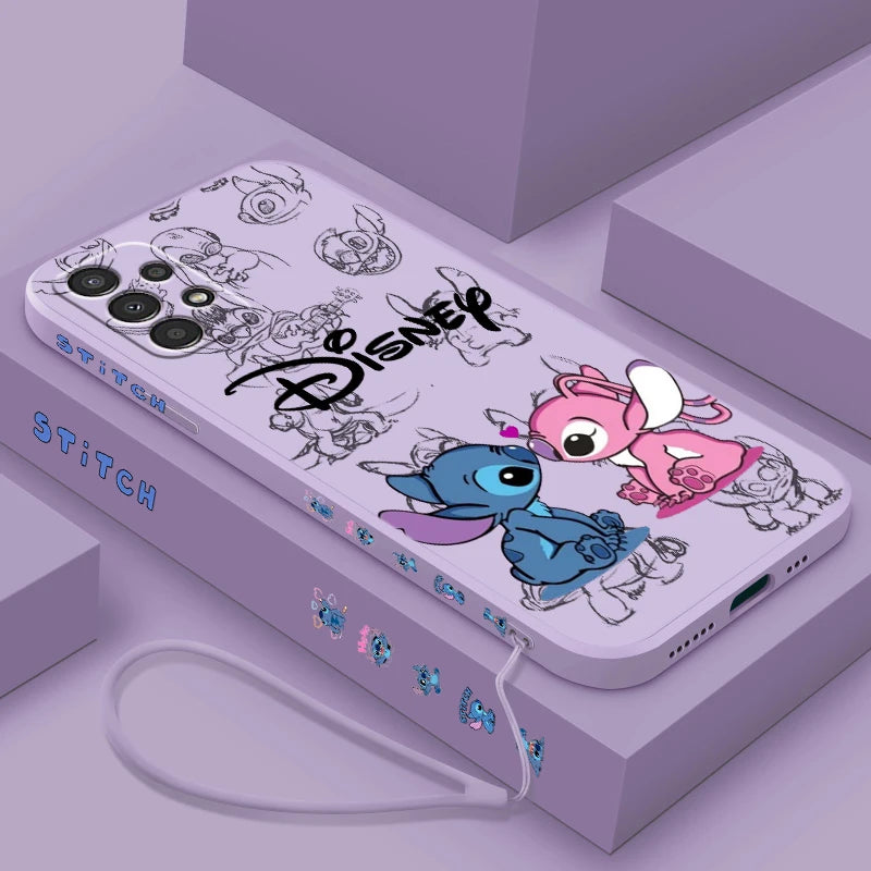 Lilo & Stitch Disney For Samsung A72 A54 A53 A52 A42 A34 A32 A25 A24 A23 A22 A15 A14 A13 A12 Liquid Left Rope Phone Case