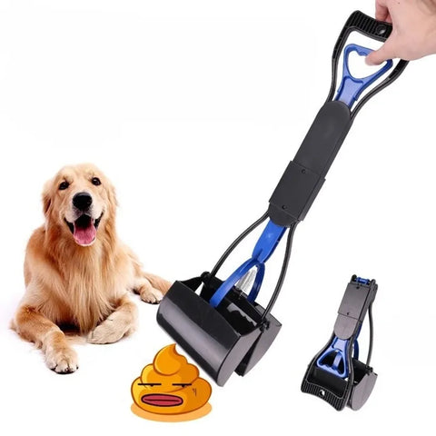 Dog Pooper Scooper Pet Long Handle Jaw Poop Scoop Picker Excrement Collector Clean Tools Outdoor Foldable Animal Feces Cleaner