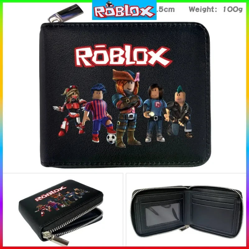 PU Wallet Coin Purse Around The Virtual World ROBLOX Game Half-fold Short Wallet Wallet Card Bag Kawaii Children's Toys Gifts