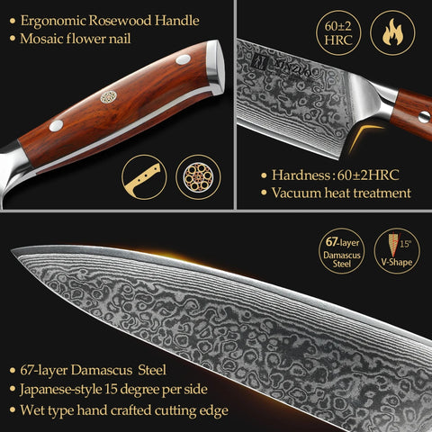 Kitchen Knife 67 Layers Damascus Steel Chef Slicing Knife